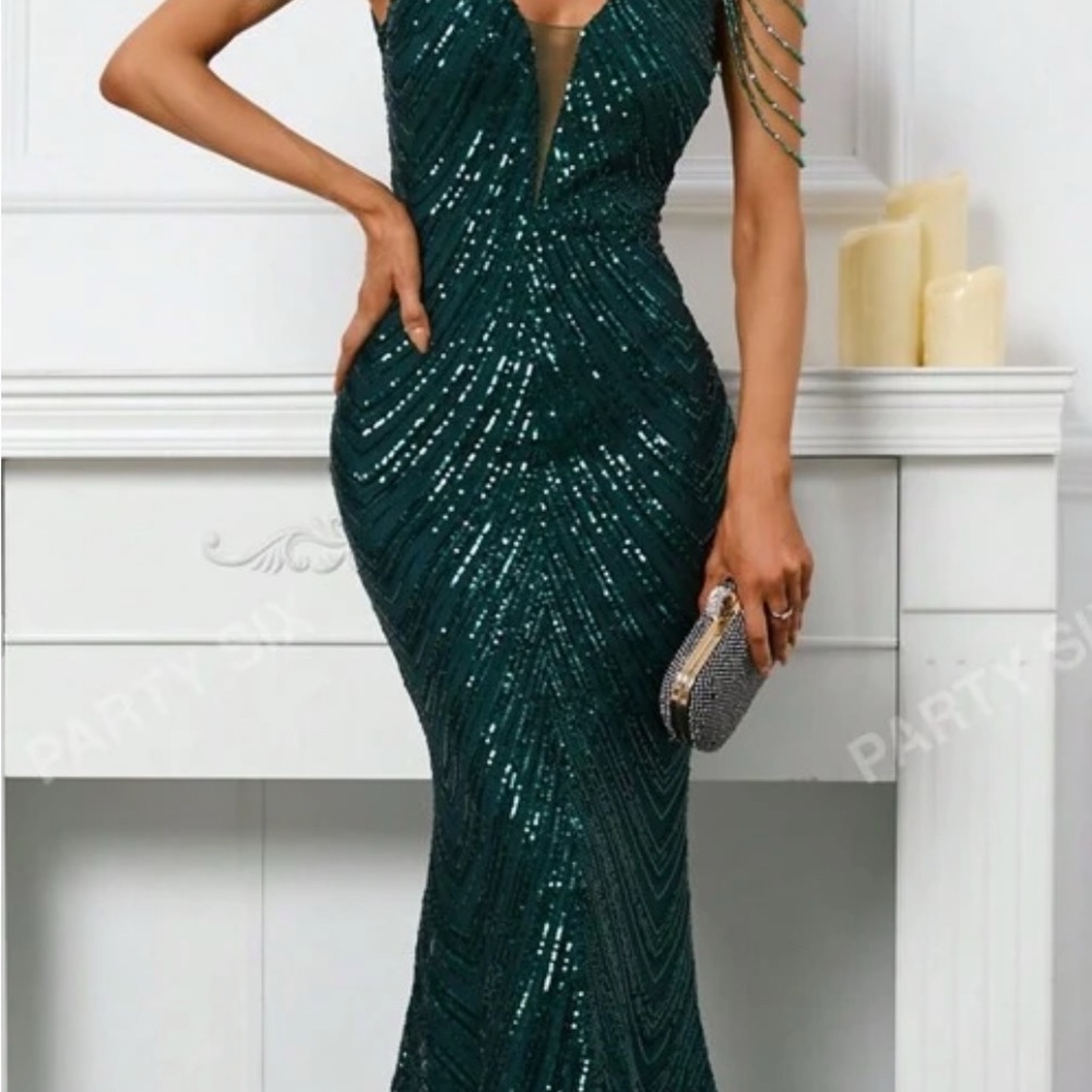 Emerald Green Sequin Gown
